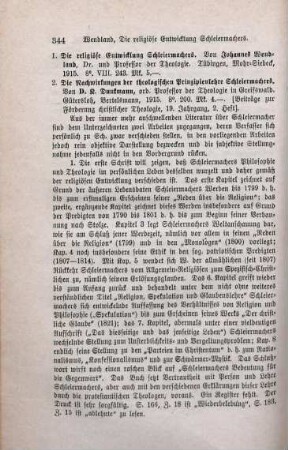 344-346 [Rezension] Wendland, Johannes, Die religiöse Entwicklung Schleiermachers