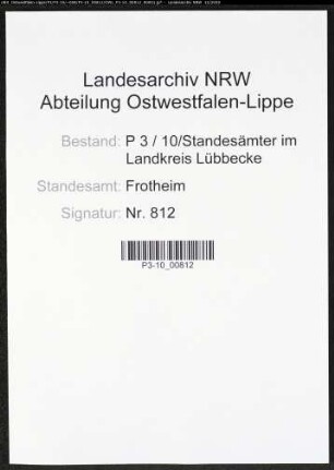 Sterberegister Standesamt Frotheim