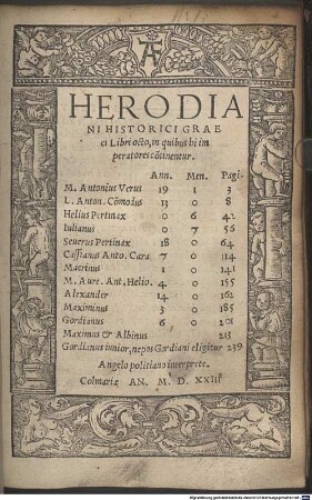Herodiani Historici Graeci Libri octo : in quibus hi imperatores co[n]tinentur