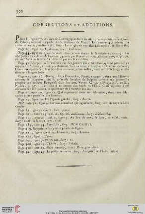 Corrections et additions