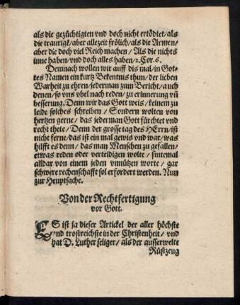 Von der Rechtfertigung vor Gott.