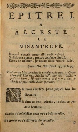 Epitres diverses sur des sujets différens, [1]