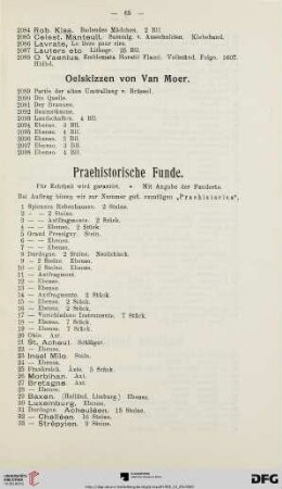 Praehistorische Funde (Nr. 1 - 85a)