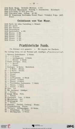 Praehistorische Funde (Nr. 1 - 85a)