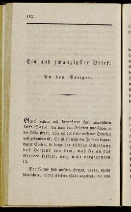Ein und zwanzigster Brief. An den Vorigen.