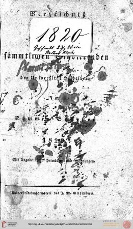 Sommersemester 1820
