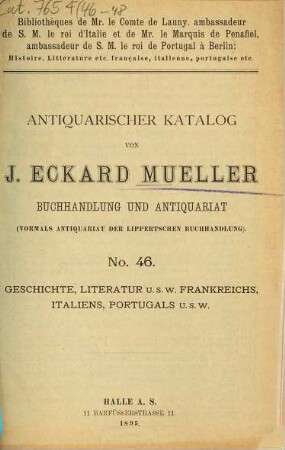 Antiquariats-Katalog. 46. 1895