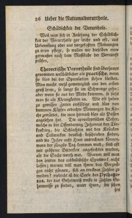 26-31, Schädlichkeit der Vorurtheile