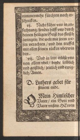 D. Luthers gebet für seinem ende.