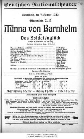 Minna von Barnhelm oder Das Soldatenglück