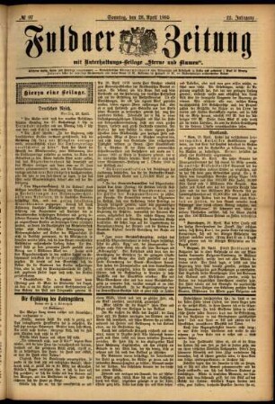 Erste Ausgabe vom Sonntag, den 28. April 1895.