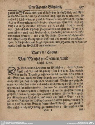 Das VIII. Capitel. Von Menschen-Beinen/und Hirsch-Horn.