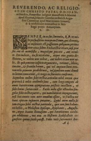 De vera praesentia corporis christi in sacramento eucharistiae ... classes IX. ...