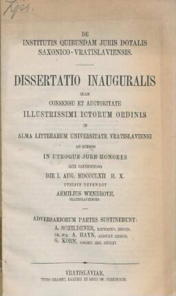 De institutis quibusdam juris dotalis Saxonico-Vratislaviensis