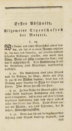 Erster Abschnitt. Allgemeine Eigenschaften der Materie