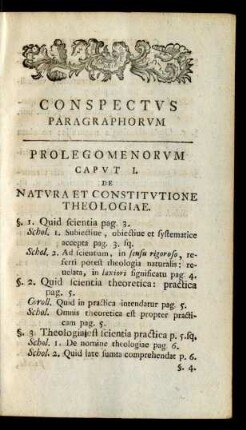Conspectus Paragraphorum
