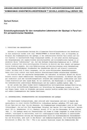Entwicklungskonzepte für den nomadischen Lebensraum der Qashqai in Fars/Iran - Ein perspektivischer Rückblick