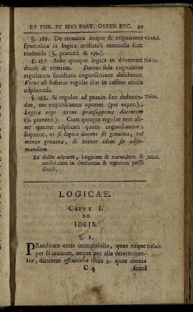 Caput I. De Ideis – Caput III. De Definitionibus
