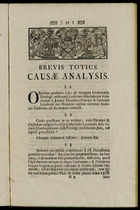 Brevis Totius Causæ Analysis.