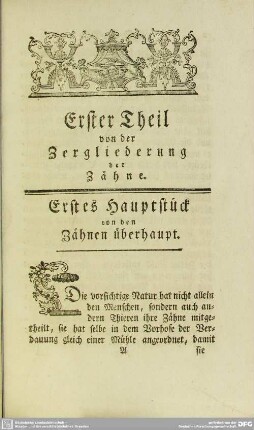 Erster Theil von der Zergliederung der Zähne