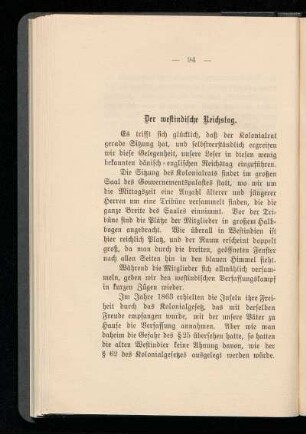 Der westindische Reichstag.