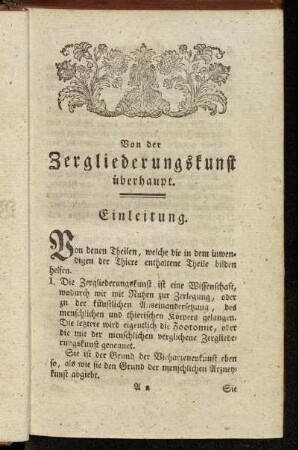 Von der Zergliederungskunst überhaupt.