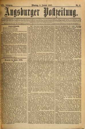 Augsburger Postzeitung. 1897 = Jg. 211, 1 - 4