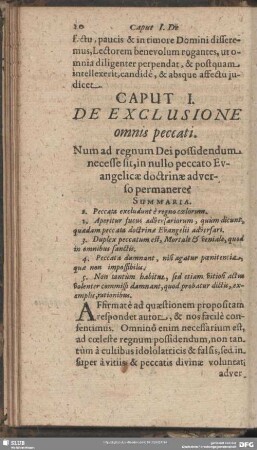Caput I. De Exclusione omnis peccati