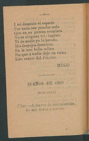 Sueños de oro : (Romanza)