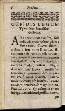 Cupidis Legum Tyronibus Franciscus Guidottus.