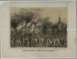 Zerstörung des Schlosses zu Waldenburg am 5. April 1848