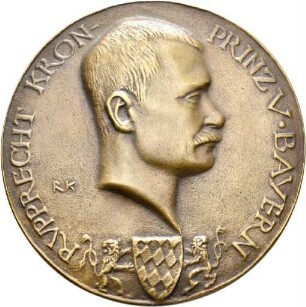 Medaille von Richard Klein auf Kronprinz Rupprecht und den Aufbruch der Bayern in den Krieg, 1914