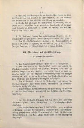 III. Vertretung und Geschäftsführung.