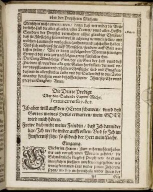 Die Dritte Predigt. Textus ex versu 7. & 8.