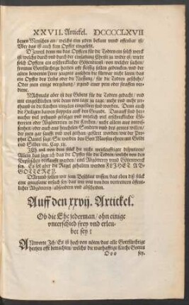Auf den xxvii. Artickel.