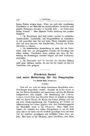 Friedrich Ratzel und seine Bedeutung für die Geographie