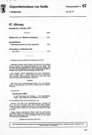 Nr. 67, 1. Oktober 1977