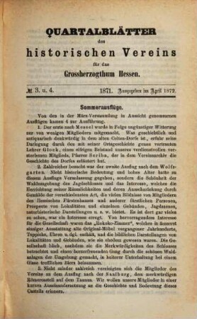 Quartalblätter des Historischen Vereins für das Großherzogtum Hessen. 1871