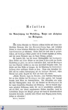 Relation über die ständische Verfassung des Breisgaues.