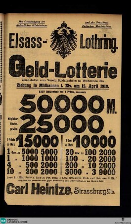 Karlsruher Tagblatt, Elsass-Lothring. Geld-Lotterie