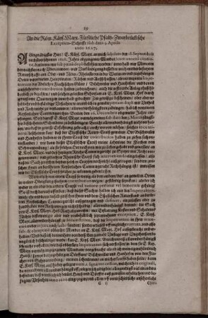 An die Röm. Käys. Mayt. Fürstliche Pfaltz-Zweybrückische Exception-Schrifft/ sub dato 3. Aprilis anno 1627