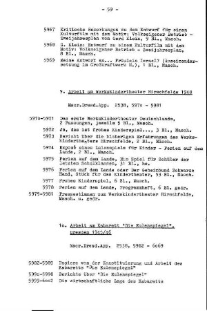 10. Arbeit am Kabarett "Die Eulenspiegel", Dresden 1945/46