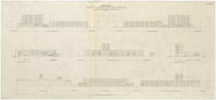 Gsaenger, Gustav; München; Alte Pinakothek und Umgebung - Gelände der ehemaligen Türkenstr. (Ansichten), Westsüdseite u. Nordostseite (Schnitte)