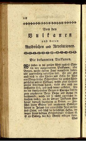 Von den Vulkanen und deren Ausbrüchen und Revolutionen