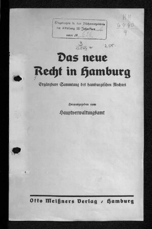 2/3: 2. Rechtspflege. - 3. Finanzwesen : ergänzbare Sammlung des Hamburgischen Rechts