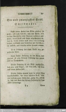 Ein und zwanzigstes Stük. Scheidwasser