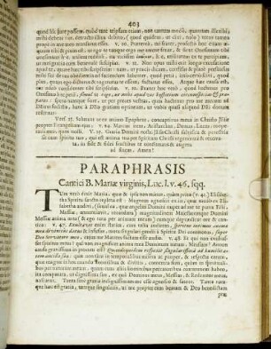 Paraphrasis Cantici B. Mariæ virginis, Luc. I. v. 46. sqq.