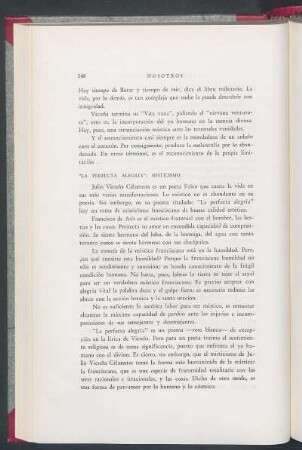 "La perfecta alegría": Misticismo