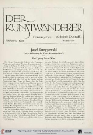 13/14: Josef Strzygowski : der 70. Geburtstag des Wiener Kunsthistorikers