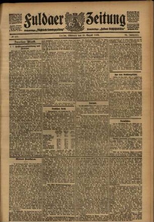 Zweite Ausgabe vom Mittwoch, den 25. August 1909.